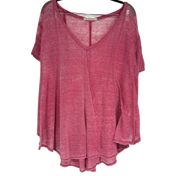 We The Free Pink Burnout V Neck Flowy Oversized Tee Womens Size M - Picture 5 of 5